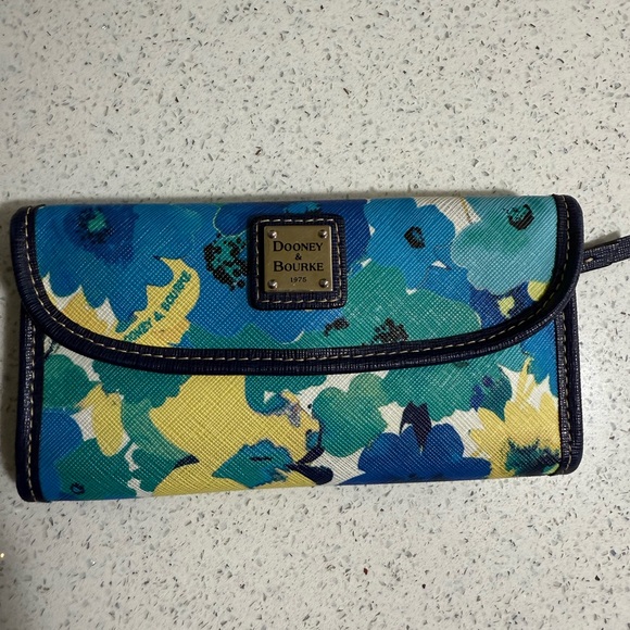 Dooney & Bourke Accessories - Dooney & Bourke Blue and Yellow Floral Clutch Somerset Watercolor